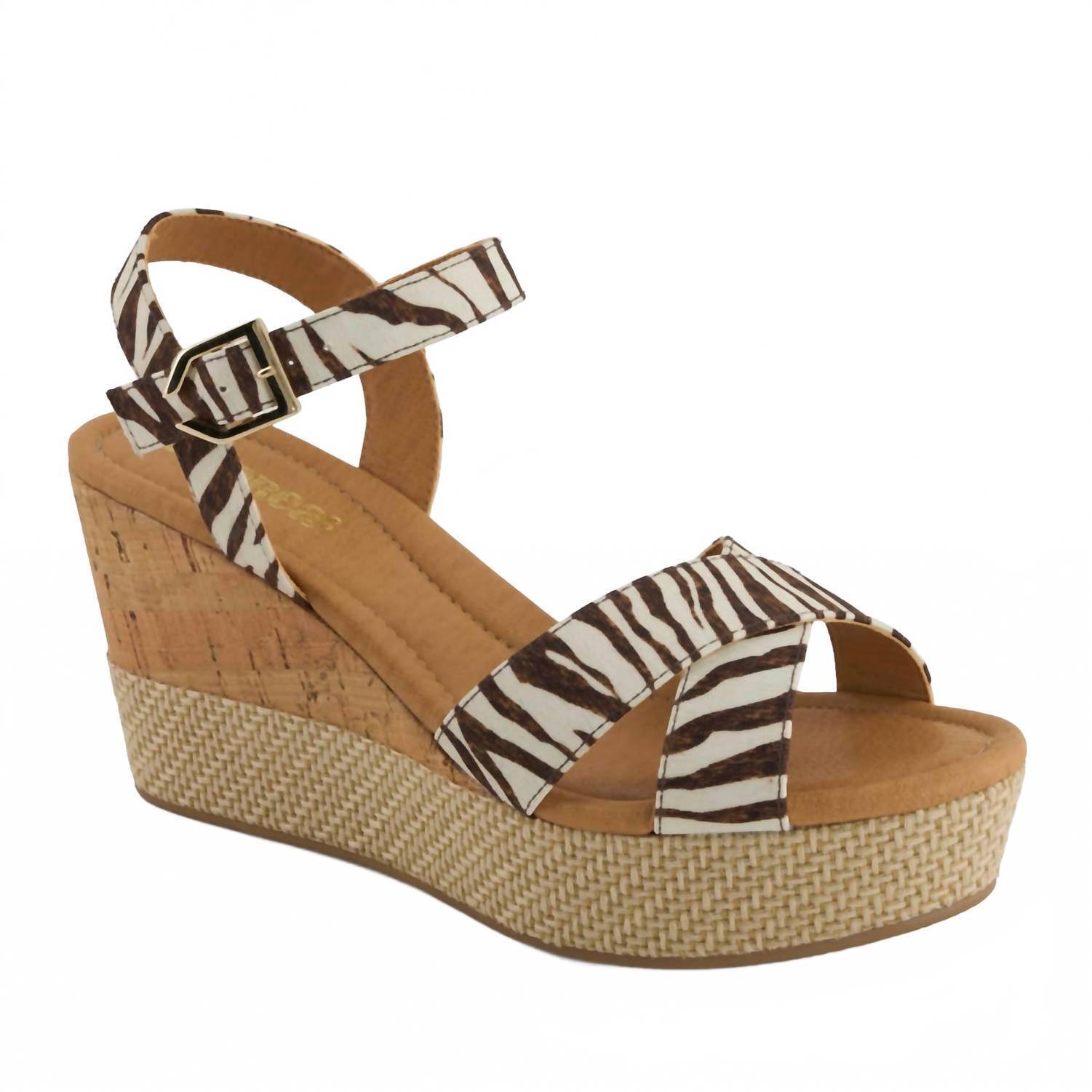 New Andrea Women's Wedge Ankle Strap Sandal In Brown